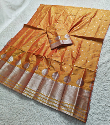 Skiran's Printed Mekhela Chador Polyester Saree(Gold)