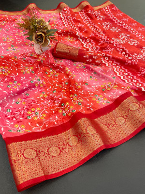 Apnisha Digital Print Daily Wear Art Silk Saree(Red)