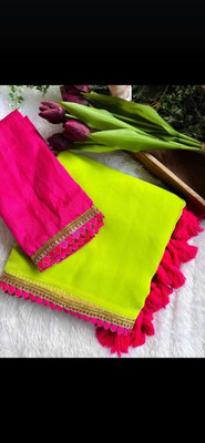 BEST FOR BUYERS Solid/Plain Bollywood Georgette Saree(Light Green)