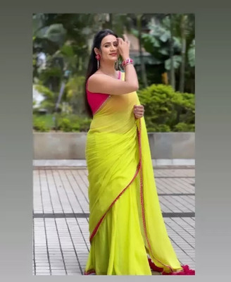 HouseOfCommon Self Design Bollywood Georgette Saree(Yellow)