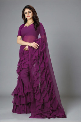fFASHION Self Design Bollywood Georgette Saree(Purple)