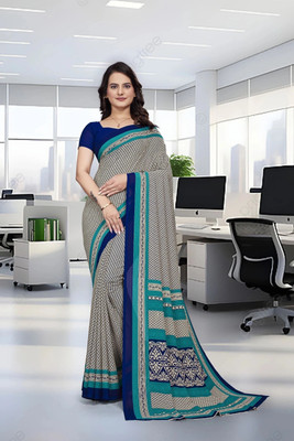 Feminista Printed, Solid/Plain Daily Wear Georgette, Silk Blend Saree(Beige)