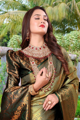 jayant creation Self Design, Woven Daily Wear Silk Blend, Jacquard Saree(Light Green)