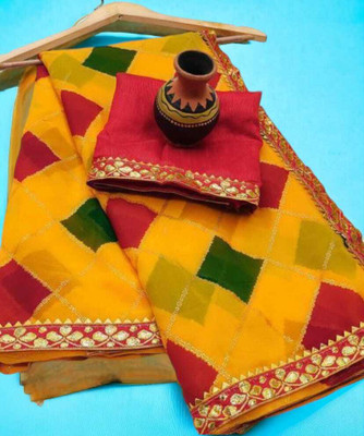 EVERYDAY CREATION Printed Bollywood Georgette Saree(Pack of 2, Yellow)