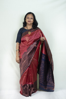 SnehaFashion Creation Woven Banarasi Silk Blend Saree(Maroon)