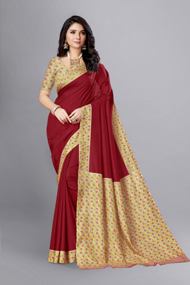 Novus Knitting Printed Daily Wear Art Silk Saree(Red)