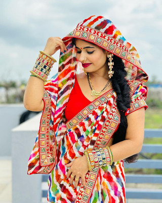 S.R.TEXTILES Blocked Printed Bollywood Georgette Saree(Multicolor)