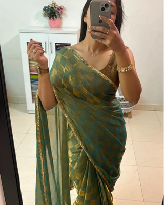 HouseOfCommon Embellished Bollywood Chiffon Saree(Light Green)