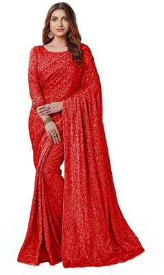 balaji textiles Embellished, Embroidered Bollywood Georgette Saree(Red)