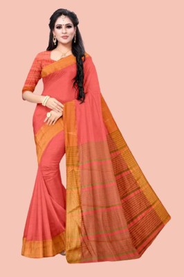 Soham Enterprise Woven Kanjivaram Cotton Silk, Art Silk Saree(Pink)