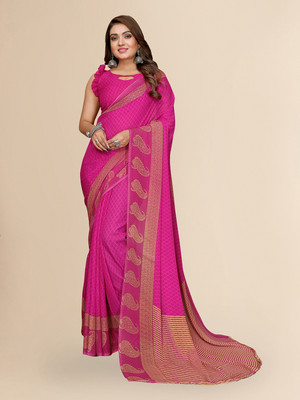 Anand Sarees Paisley Daily Wear Georgette Saree(Pink)