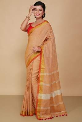 BENGAL HANDLOOM Woven Handloom Art Silk Saree(Beige)