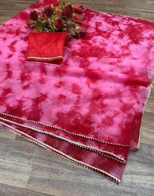 Pemal Designer Embellished Bollywood Organza Saree(Pink)