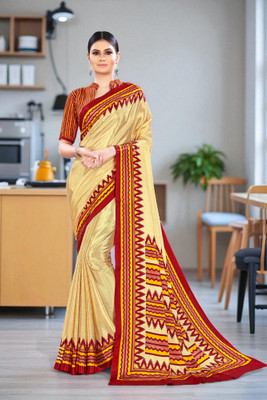 Uniform Unicorn Printed Bollywood Tussar Silk Saree(Yellow)