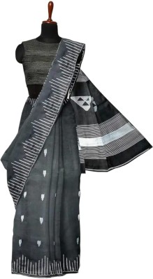 Kumaresh Creation Woven Handloom Cotton Silk Saree(Black)