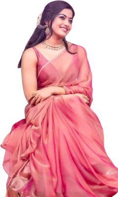 CRENS Solid/Plain Bollywood Pure Silk Saree(Pink)