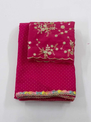 ShreeVastra Embroidered, Floral Print, Self Design, Woven Bollywood Georgette Saree(Yellow)