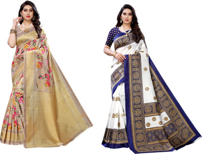 YASHIKA Printed Bollywood Art Silk Saree(Pack of 2, Multicolor)