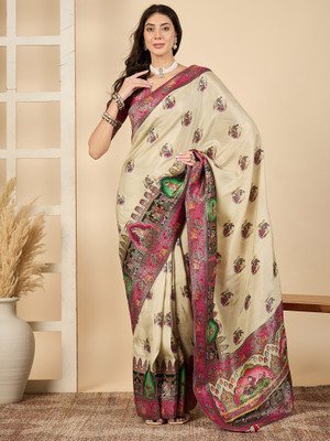 Tasrika Woven Banarasi Viscose Rayon Saree(Cream)
