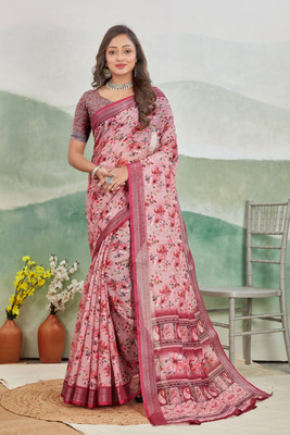 PremVastra Printed Bollywood Linen Saree(Red)