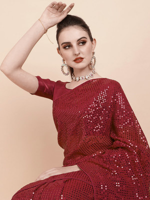 Divastri Self Design Bollywood Georgette Saree(Maroon)