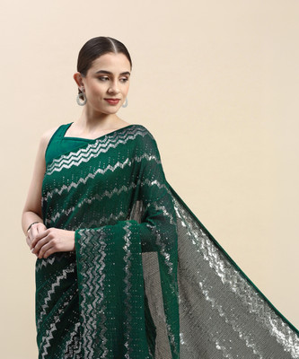 Divastri Embellished Bollywood Georgette Saree(Green)