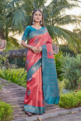 MANJULA SAREE Woven Banarasi Cotton Silk Saree(Pink)