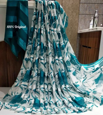 JiproStore Printed Banarasi Georgette Saree(Light Green)