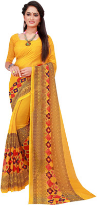 Suali Printed Daily Wear Georgette Saree(Yellow)