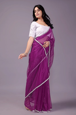 RUCHKET Embellished Bollywood Net Saree(Purple)