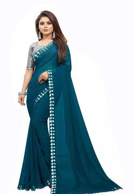 The Fashion Tax Embellished Bollywood Georgette Saree(Blue)