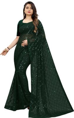 Julee Embellished Bollywood Georgette Saree(Green)