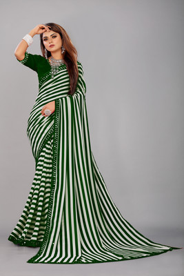 Flip The Style Printed Bollywood Georgette Saree(Dark Green)