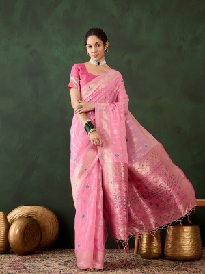 RK Creation Printed Bollywood Cotton Blend Saree(Pink)