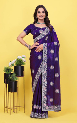 Camerfly Embroidered, Floral Print, Woven Bollywood Georgette Saree(Multicolor)