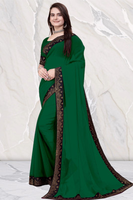 pari creation Solid/Plain, Self Design Bollywood Georgette Saree(Green)