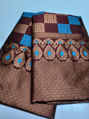 Divine Fabrics Woven Mekhela Chador Silk Blend Saree(Brown)