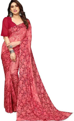 SHRRE Striped Bandhani Georgette Saree(Multicolor)