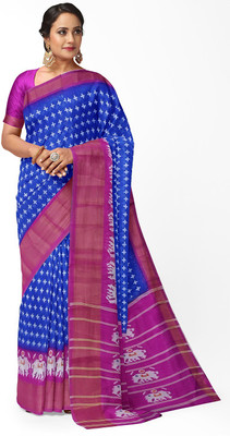 Samai Printed Kalamkari Art Silk Saree(Blue)