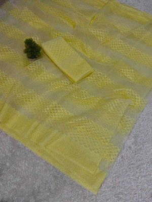 Shree Vinayak Self Design Bollywood Net Saree(Yellow)