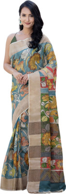 PremVastra Digital Print Bollywood Tussar Silk Saree(Blue, Beige)