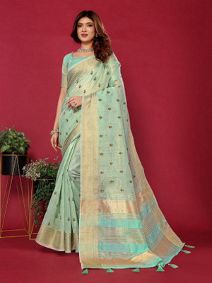 NEGRONI Self Design Daily Wear Cotton Silk Saree(Light Green)