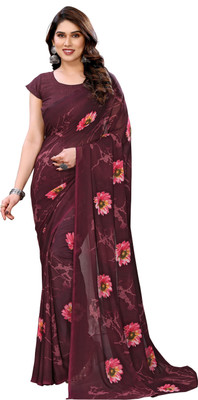 NIRMOHIFASHION Printed Bollywood Georgette Saree(Maroon)