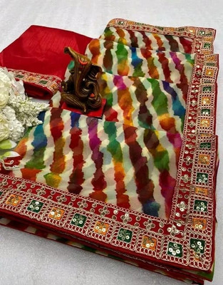 Shikha creation Printed Bandhani Georgette Saree(Multicolor)