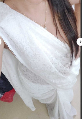 Fashion Field Dyed Bollywood Net Saree(White)
