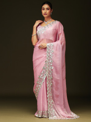 Sareemall Embellished Bollywood Chiffon Saree(Pink)