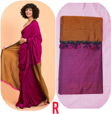 BRYNBRIT Woven Daily Wear Cotton Blend Saree(Multicolor)