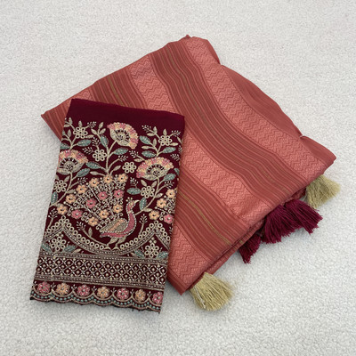 Zenophily Embellished Bollywood Georgette Saree(Orange)