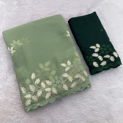 saanvi Embroidered Bollywood Georgette Saree(Green)