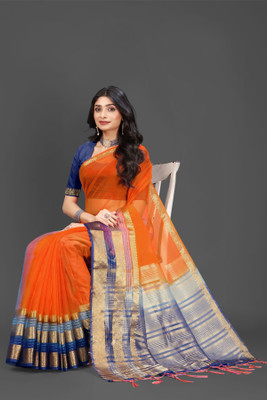 Aarunika SST Woven Bollywood Organza Saree(Orange)